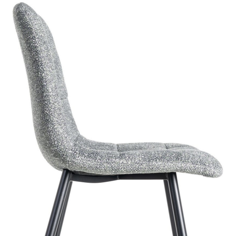 Chaise moderne matelassée en Tissu Vert Chiné Métal Noir Isvian (Lot de 2) - 6