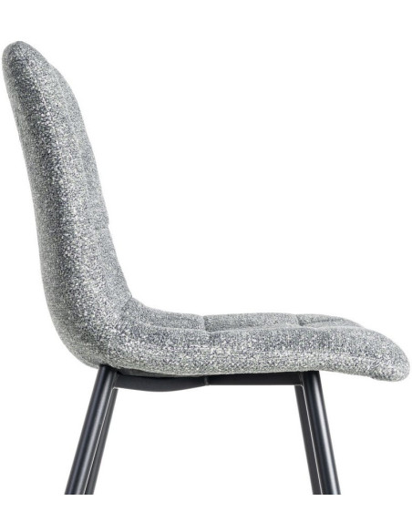 Chaise moderne matelassée en Tissu Vert Chiné Métal Noir Isvian (Lot de 2) - 6