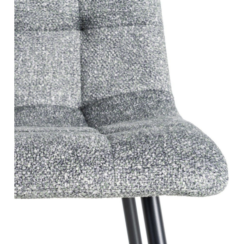 Chaise moderne matelassée en Tissu Vert Chiné Métal Noir Isvian (Lot de 2) - 8