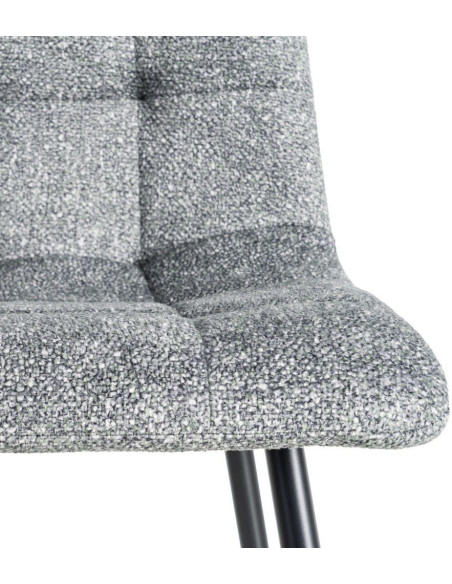 Chaise moderne matelassée en Tissu Vert Chiné Métal Noir Isvian (Lot de 2) - 8