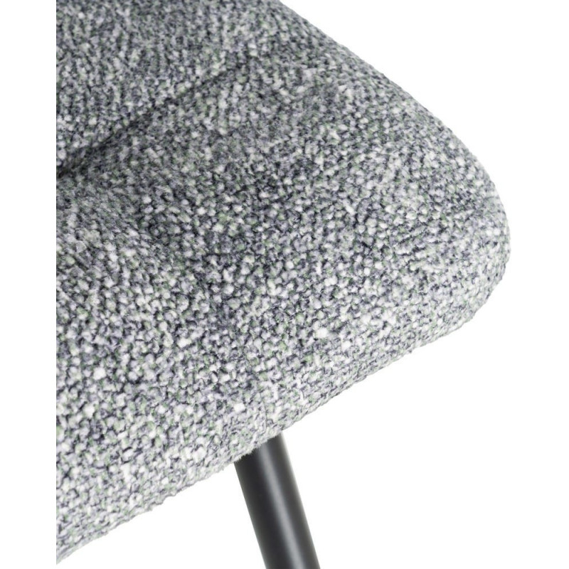 Chaise moderne matelassée en Tissu Vert Chiné Métal Noir Isvian (Lot de 2) - 10