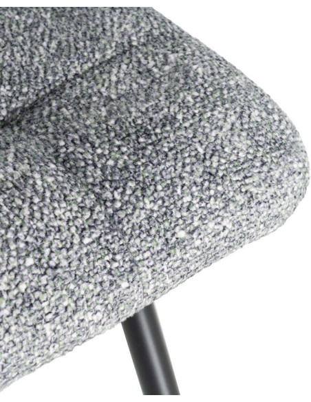 Chaise moderne matelassée en Tissu Vert Chiné Métal Noir Isvian (Lot de 2) - 10