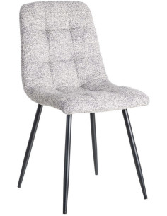 Chaise moderne matelassée en Tissu Gris blanc Chiné Métal Noir Isvian (Lot de 2) - 1
