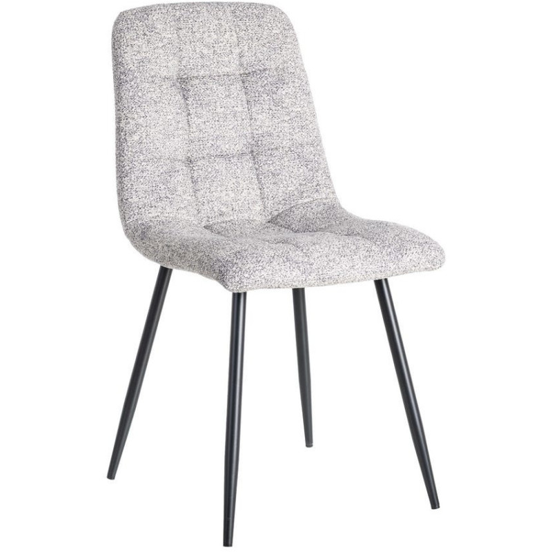 Chaise moderne matelassée en Tissu Gris blanc Chiné Métal Noir Isvian (Lot de 2) - 1