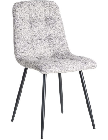 Chaise moderne matelassée en Tissu Gris blanc Chiné Métal Noir Isvian (Lot de 2) - 1