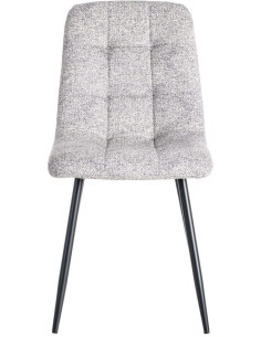 Chaise moderne matelassée en Tissu Gris blanc Chiné Métal Noir Isvian (Lot de 2) - 2