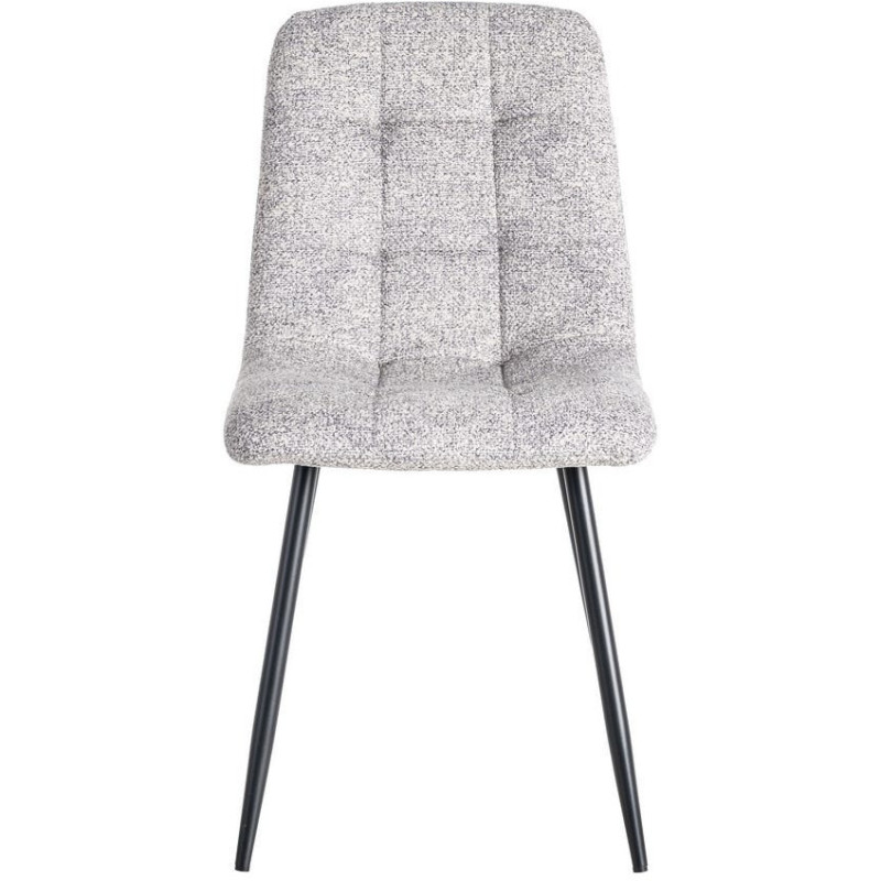 Chaise moderne matelassée en Tissu Gris blanc Chiné Métal Noir Isvian (Lot de 2) - 2