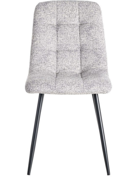 Chaise moderne matelassée en Tissu Gris blanc Chiné Métal Noir Isvian (Lot de 2) - 2