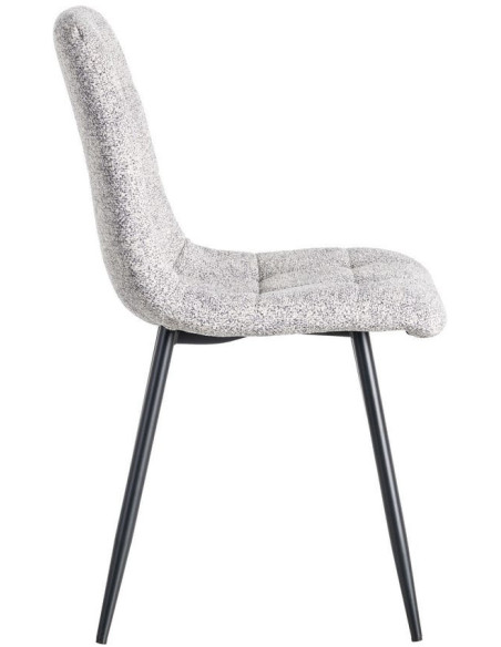 Chaise moderne matelassée en Tissu Gris blanc Chiné Métal Noir Isvian (Lot de 2) - 3