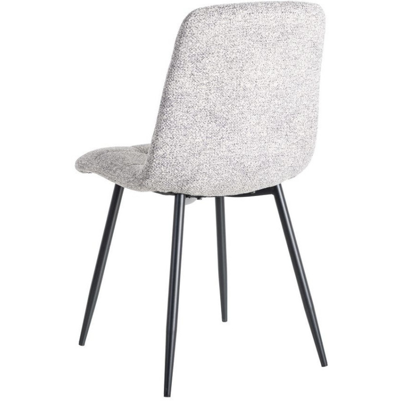 Chaise moderne matelassée en Tissu Gris blanc Chiné Métal Noir Isvian (Lot de 2) - 4