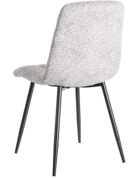 Chaise moderne matelassée en Tissu Gris blanc Chiné Métal Noir Isvian (Lot de 2) - 4