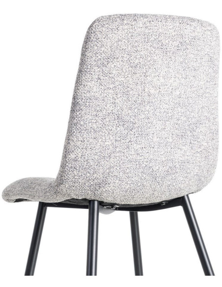Chaise moderne matelassée en Tissu Gris blanc Chiné Métal Noir Isvian (Lot de 2) - 5