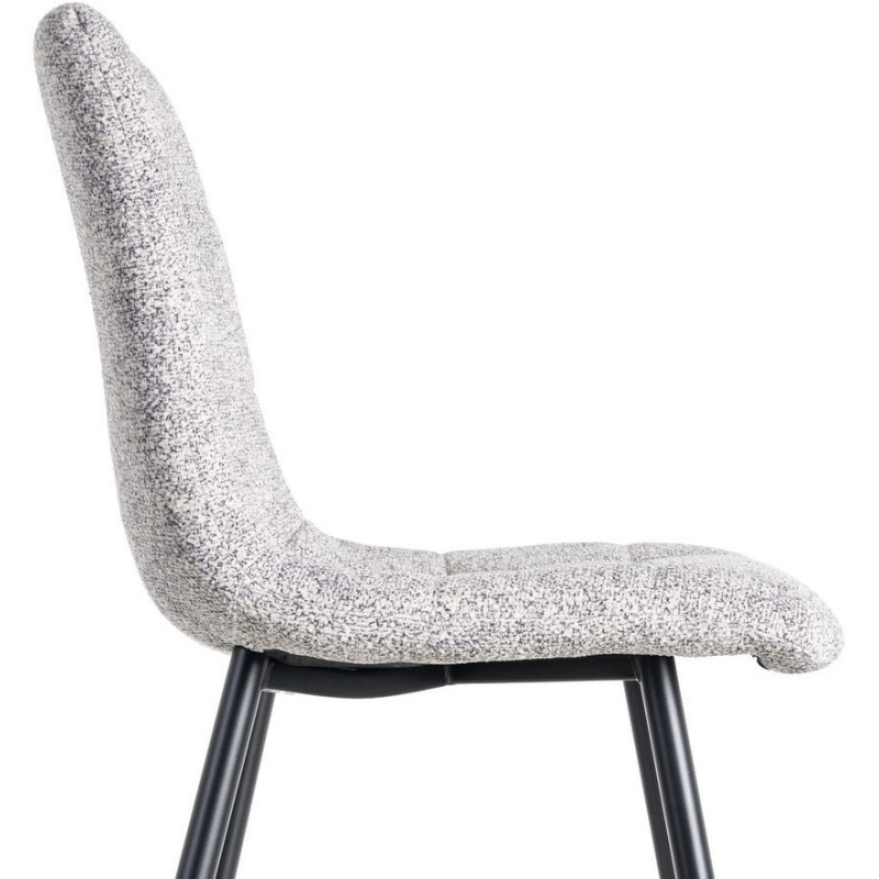 Chaise moderne matelassée en Tissu Gris blanc Chiné Métal Noir Isvian (Lot de 2) - 6