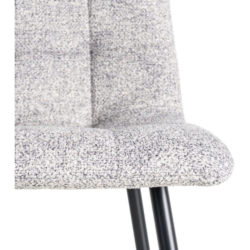 Chaise moderne matelassée en Tissu Gris blanc Chiné Métal Noir Isvian (Lot de 2) - 8