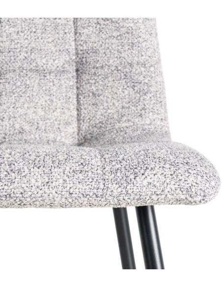 Chaise moderne matelassée en Tissu Gris blanc Chiné Métal Noir Isvian (Lot de 2) - 8