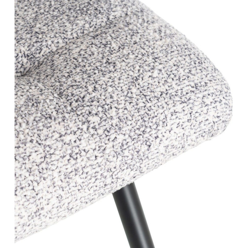 Chaise moderne matelassée en Tissu Gris blanc Chiné Métal Noir Isvian (Lot de 2) - 10