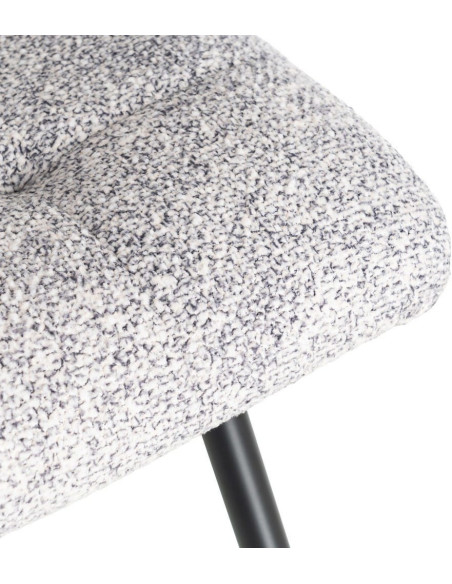 Chaise moderne matelassée en Tissu Gris blanc Chiné Métal Noir Isvian (Lot de 2) - 10