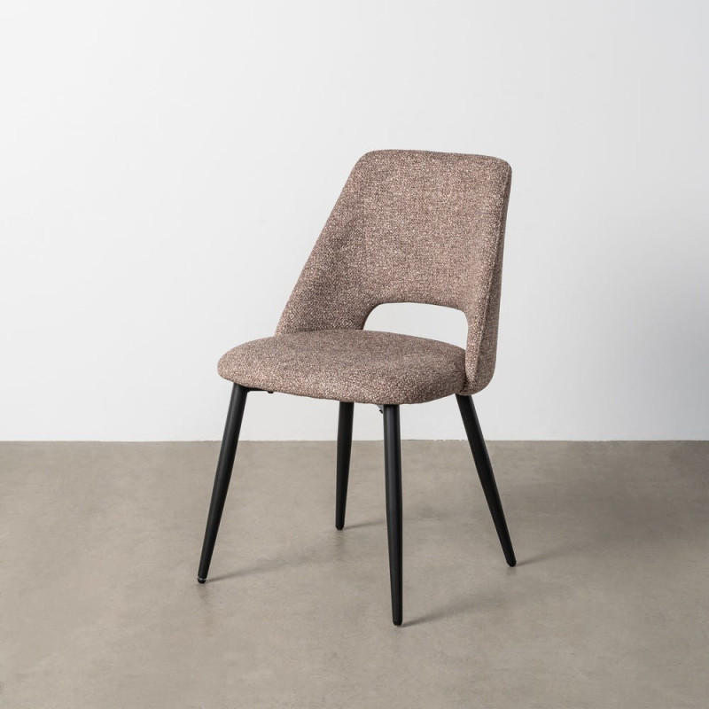 Chaise rétro chic en Tissu Vieux taupe Chiné Métal Noir Norian (Lot de 2) - 11