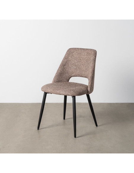 Chaise rétro chic en Tissu Vieux taupe Chiné Métal Noir Norian (Lot de 2) - 11