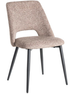 Chaise rétro chic en Tissu Vieux taupe Chiné Métal Noir Norian (Lot de 2) - 1