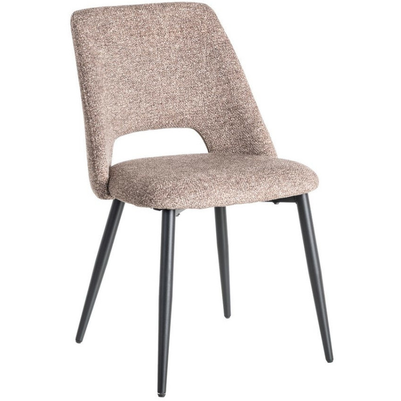 Chaise rétro chic en Tissu Vieux taupe Chiné Métal Noir Norian (Lot de 2) - 1