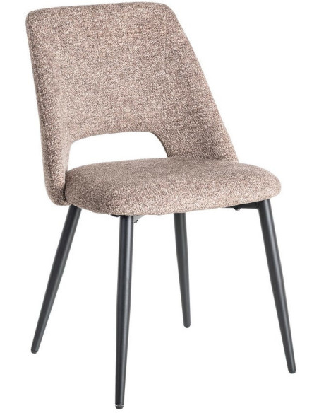 Chaise rétro chic en Tissu Vieux taupe Chiné Métal Noir Norian (Lot de 2) - 1