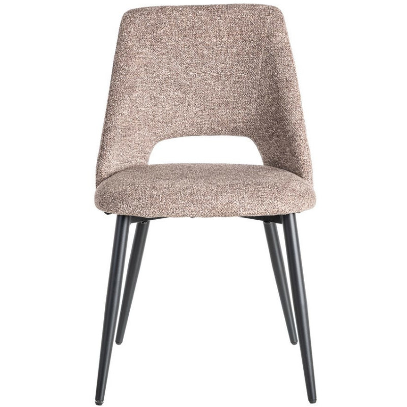 Chaise rétro chic en Tissu Vieux taupe Chiné Métal Noir Norian (Lot de 2) - 2