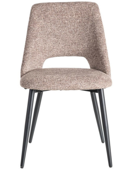 Chaise rétro chic en Tissu Vieux taupe Chiné Métal Noir Norian (Lot de 2) - 2