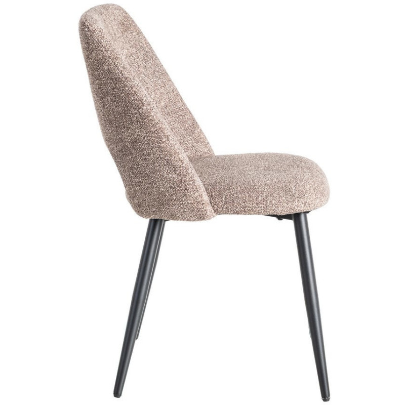 Chaise rétro chic en Tissu Vieux taupe Chiné Métal Noir Norian (Lot de 2) - 3