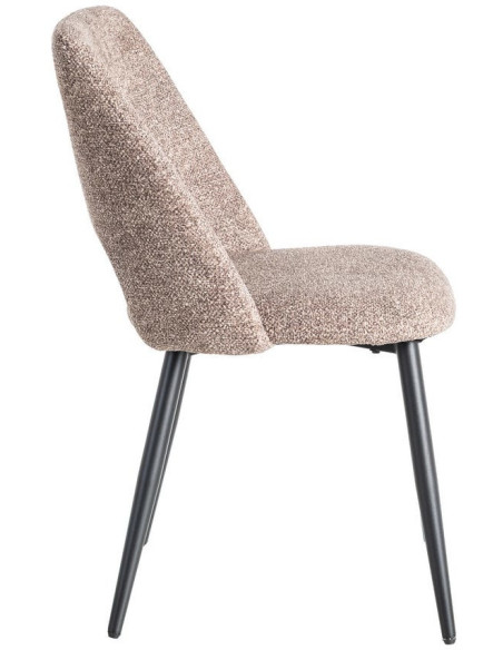 Chaise rétro chic en Tissu Vieux taupe Chiné Métal Noir Norian (Lot de 2) - 3