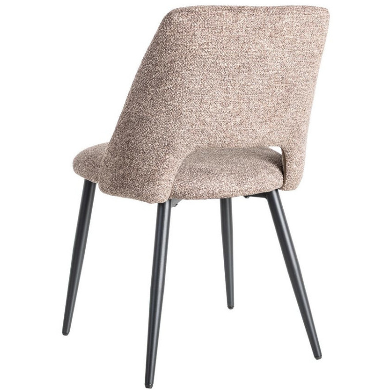 Chaise rétro chic en Tissu Vieux taupe Chiné Métal Noir Norian (Lot de 2) - 4