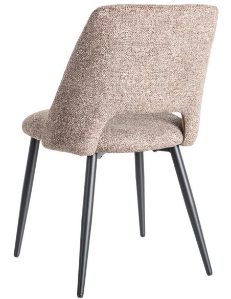 Chaise rétro chic en Tissu Vieux taupe Chiné Métal Noir Norian (Lot de 2) - 4