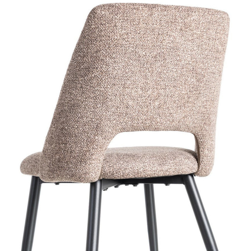 Chaise rétro chic en Tissu Vieux taupe Chiné Métal Noir Norian (Lot de 2) - 5