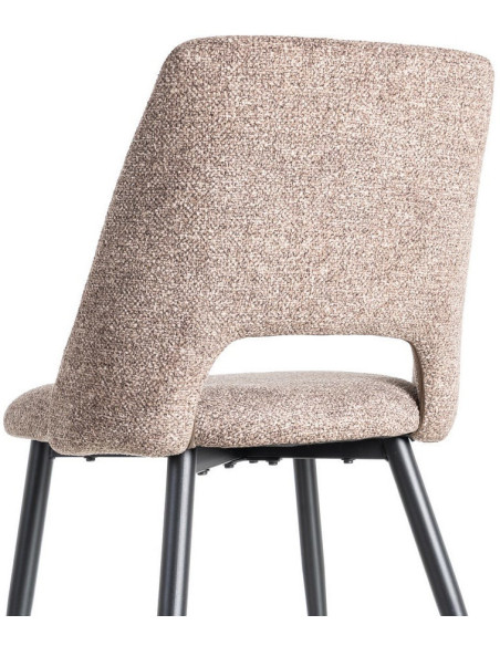 Chaise rétro chic en Tissu Vieux taupe Chiné Métal Noir Norian (Lot de 2) - 5