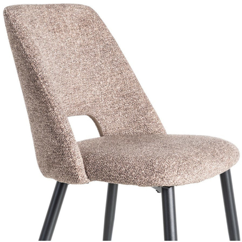 Chaise rétro chic en Tissu Vieux taupe Chiné Métal Noir Norian (Lot de 2) - 6