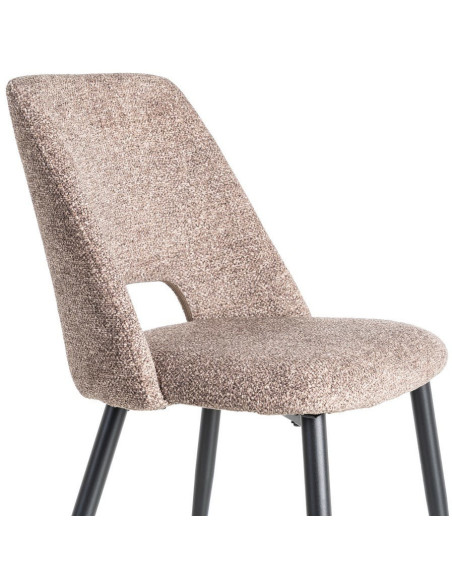 Chaise rétro chic en Tissu Vieux taupe Chiné Métal Noir Norian (Lot de 2) - 6