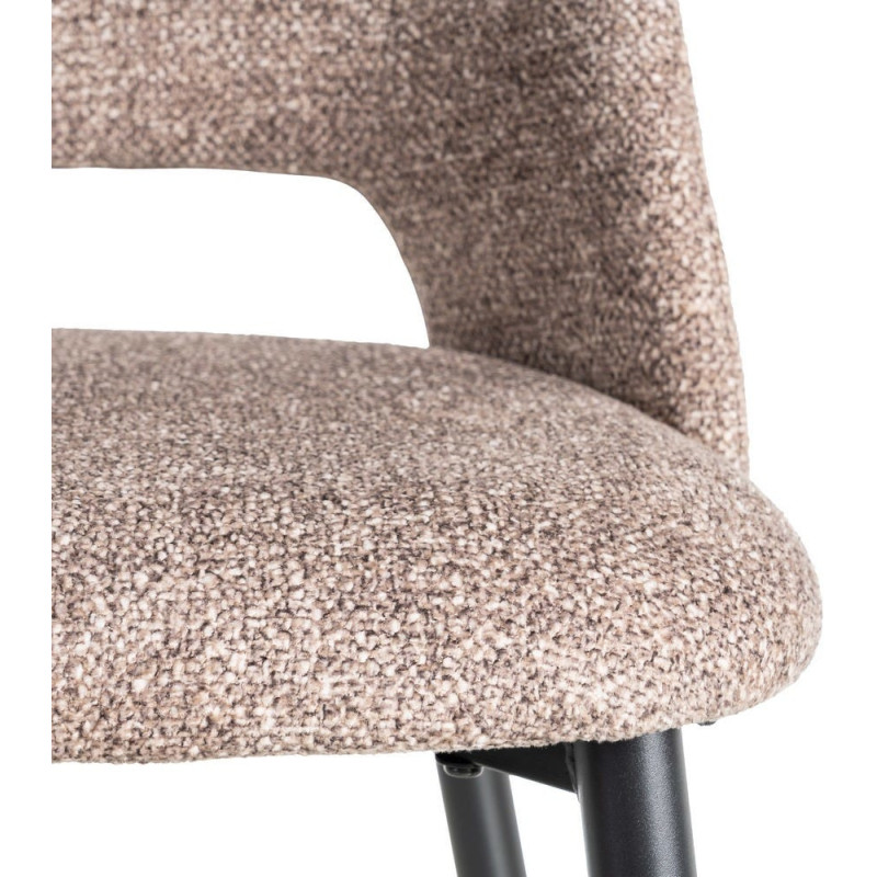 Chaise rétro chic en Tissu Vieux taupe Chiné Métal Noir Norian (Lot de 2) - 8