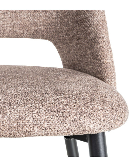 Chaise rétro chic en Tissu Vieux taupe Chiné Métal Noir Norian (Lot de 2) - 8