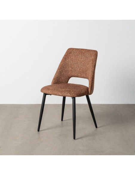 Chaise rétro chic en Tissu Ocre Chiné Métal Noir Norian (Lot de 2) - 11