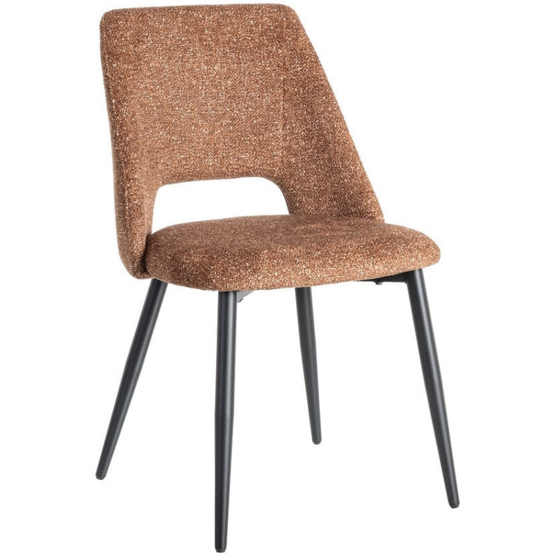 Chaise rétro chic en Tissu Ocre Chiné Métal Noir Norian (Lot de 2) - 1