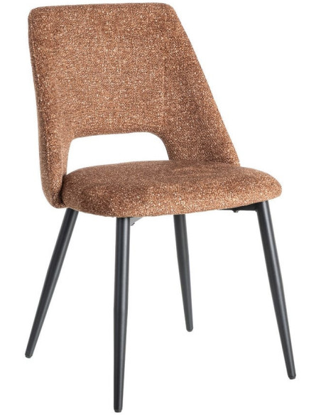 Chaise rétro chic en Tissu Ocre Chiné Métal Noir Norian (Lot de 2) - 1