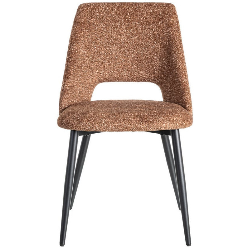 Chaise rétro chic en Tissu Ocre Chiné Métal Noir Norian (Lot de 2) - 2