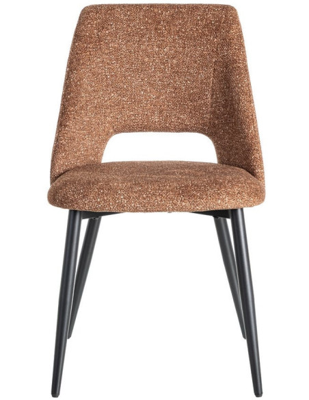 Chaise rétro chic en Tissu Ocre Chiné Métal Noir Norian (Lot de 2) - 2