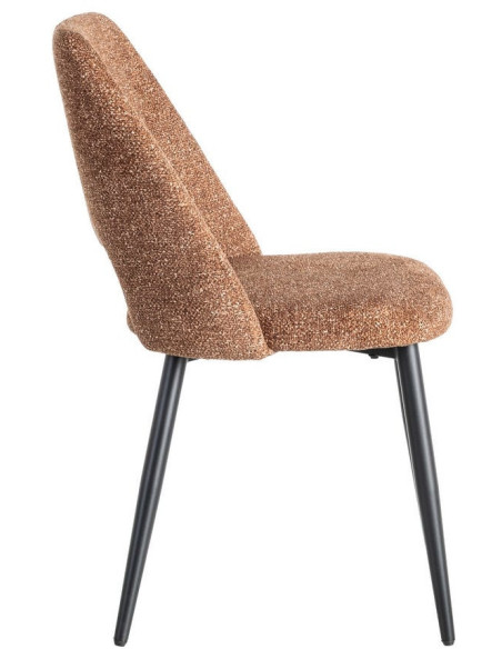 Chaise rétro chic en Tissu Ocre Chiné Métal Noir Norian (Lot de 2) - 3