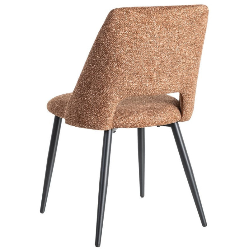 Chaise rétro chic en Tissu Ocre Chiné Métal Noir Norian (Lot de 2) - 4