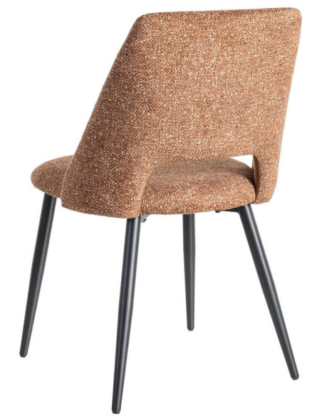 Chaise rétro chic en Tissu Ocre Chiné Métal Noir Norian (Lot de 2) - 4