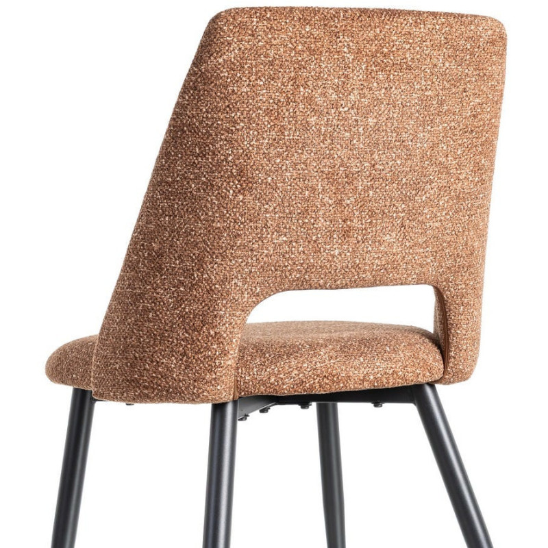 Chaise rétro chic en Tissu Ocre Chiné Métal Noir Norian (Lot de 2) - 5