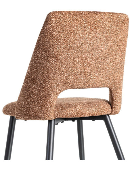 Chaise rétro chic en Tissu Ocre Chiné Métal Noir Norian (Lot de 2) - 5