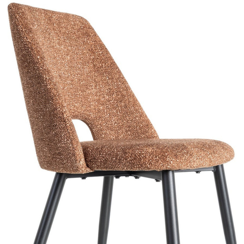 Chaise rétro chic en Tissu Ocre Chiné Métal Noir Norian (Lot de 2) - 6