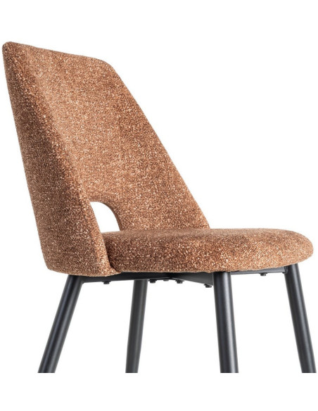 Chaise rétro chic en Tissu Ocre Chiné Métal Noir Norian (Lot de 2) - 6